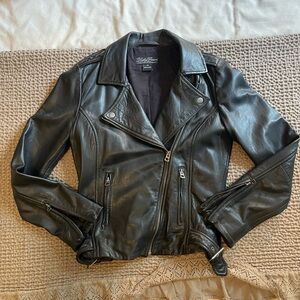 Lucky Brand Genuine Black Leather Moto Jacket